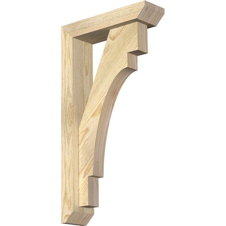 Ekena Millwork Merced Slat Rough Sawn Bracket w/ Offset Brace, Douglas Fir, 4"W x 14"D x 26"H BKT0402X14X26MRC06RDF